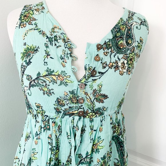 O'neill Aqua Blue Floral Print Mini Dress - Picture 2 of 4